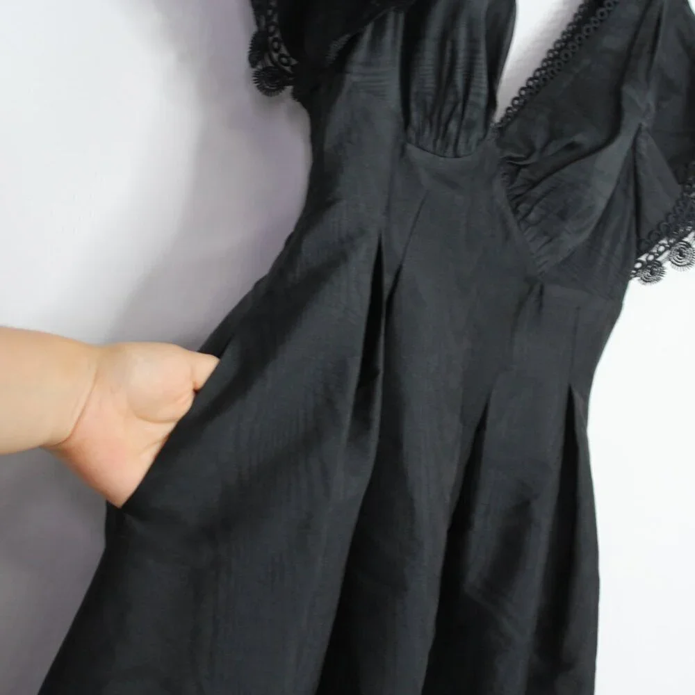 Sachin and Babi Sara Black V-Neck Gown Dress Size 4 - Picture 9 of 15